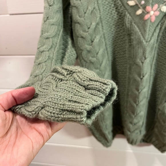 ❣️💚 SENTIMENTS Size 40 – Vintage green embroidered sweater - Picture 8 of 10